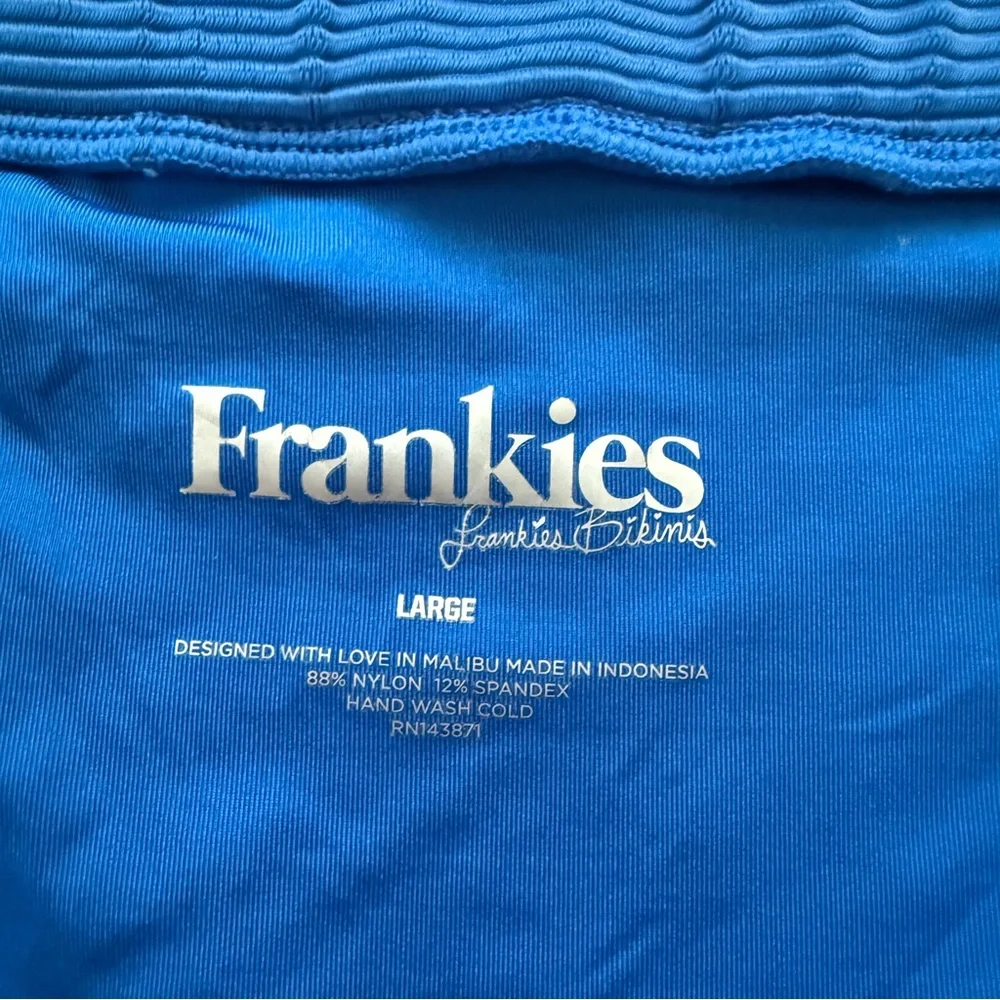 Frankie’s Bikinis blue beach swim bottoms Large